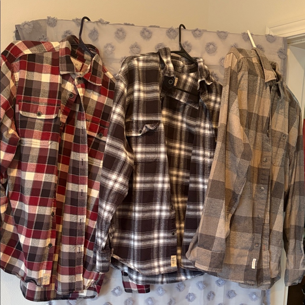Jachs Men's Casual Plaid Button Down Shirts - Red, Black, Tan